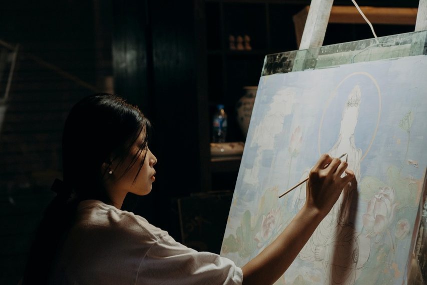 artist, woman, painter, portrait, artwork, vietnam, black wallpaper, black, artist, artist, artist, artist, artist, painter, painter