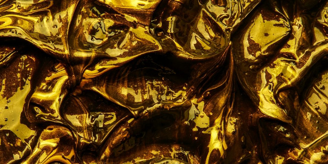 a close up view of gold foil