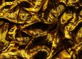 a close up view of gold foil