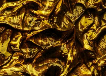 a close up view of gold foil