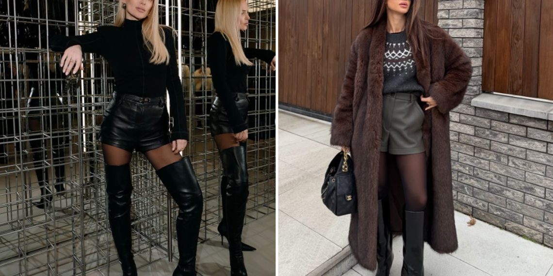 Як носити шкіряні шорти взимку: стильний приклад від Парфільєвої та колишньої Цимбалюка