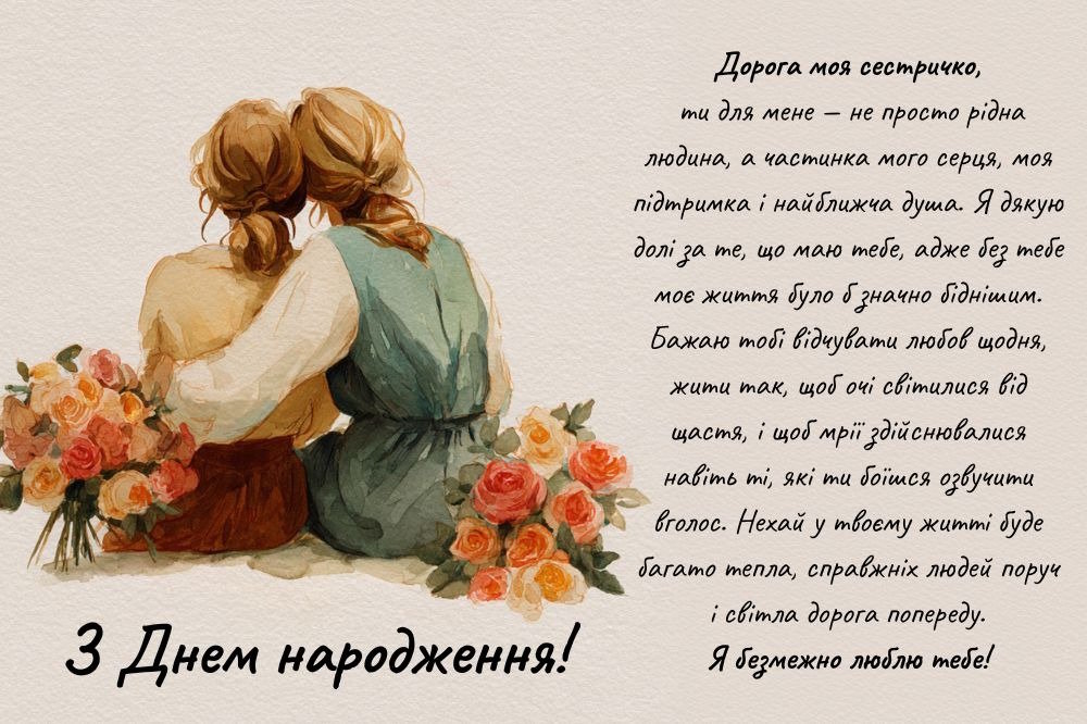 привітання з днем народження для двоюрідної сестри 3